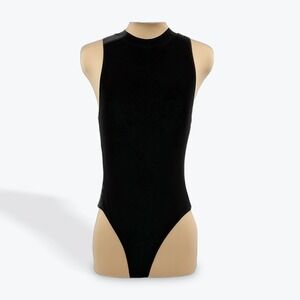 Abound Black Sleeveless Mock Neck Snap Closure Thong Bodysuit Women's XS